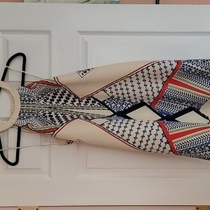 Venus Printed Halter Shift Dress, Multi-color on Beige, Size S, NWOT, Never worn